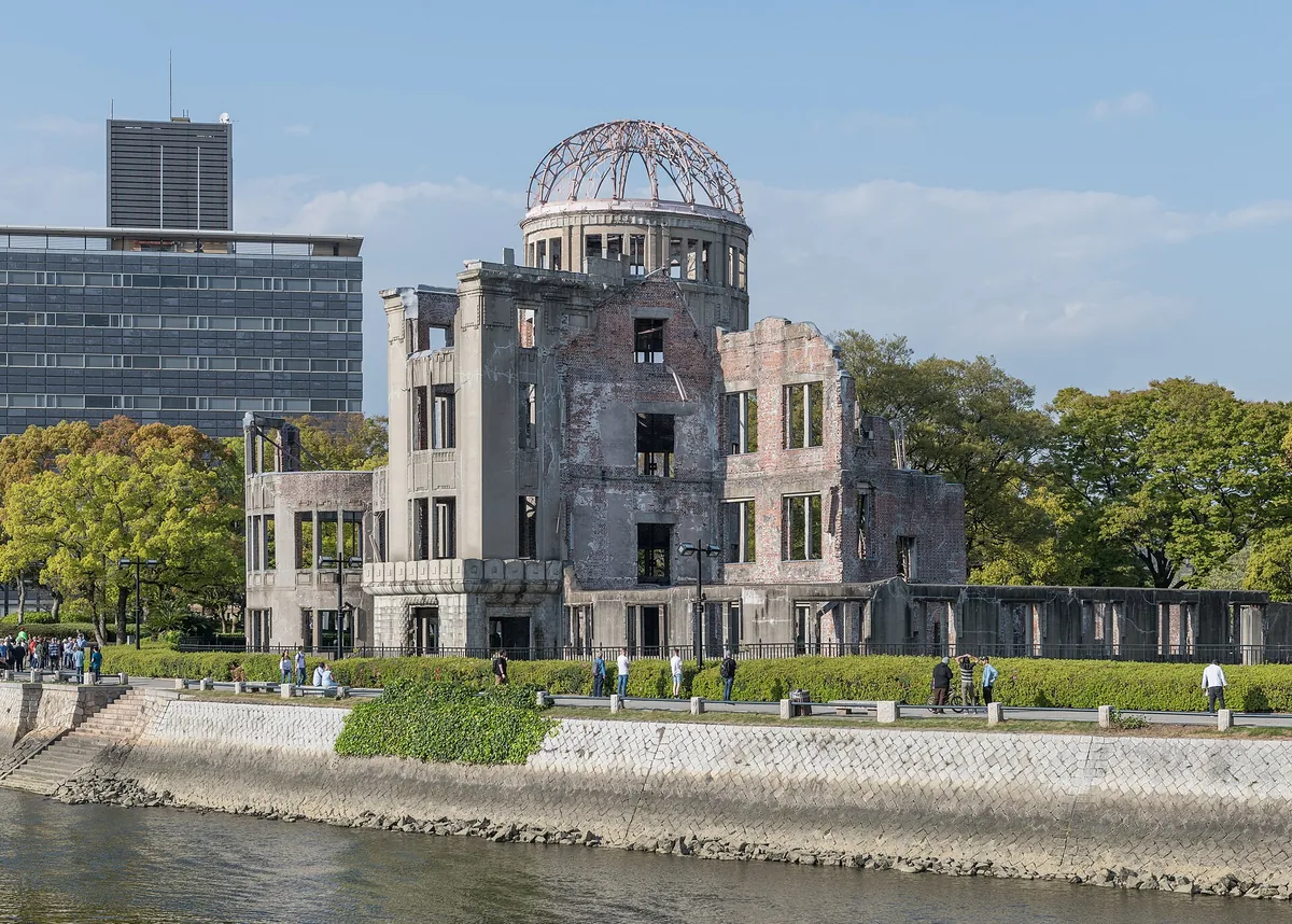 Southern exterior view of the Atomic Bomb Dome in Hiroshima